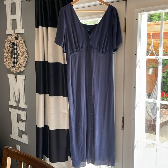 Navy button down flowy dress - Picture 5 of 5